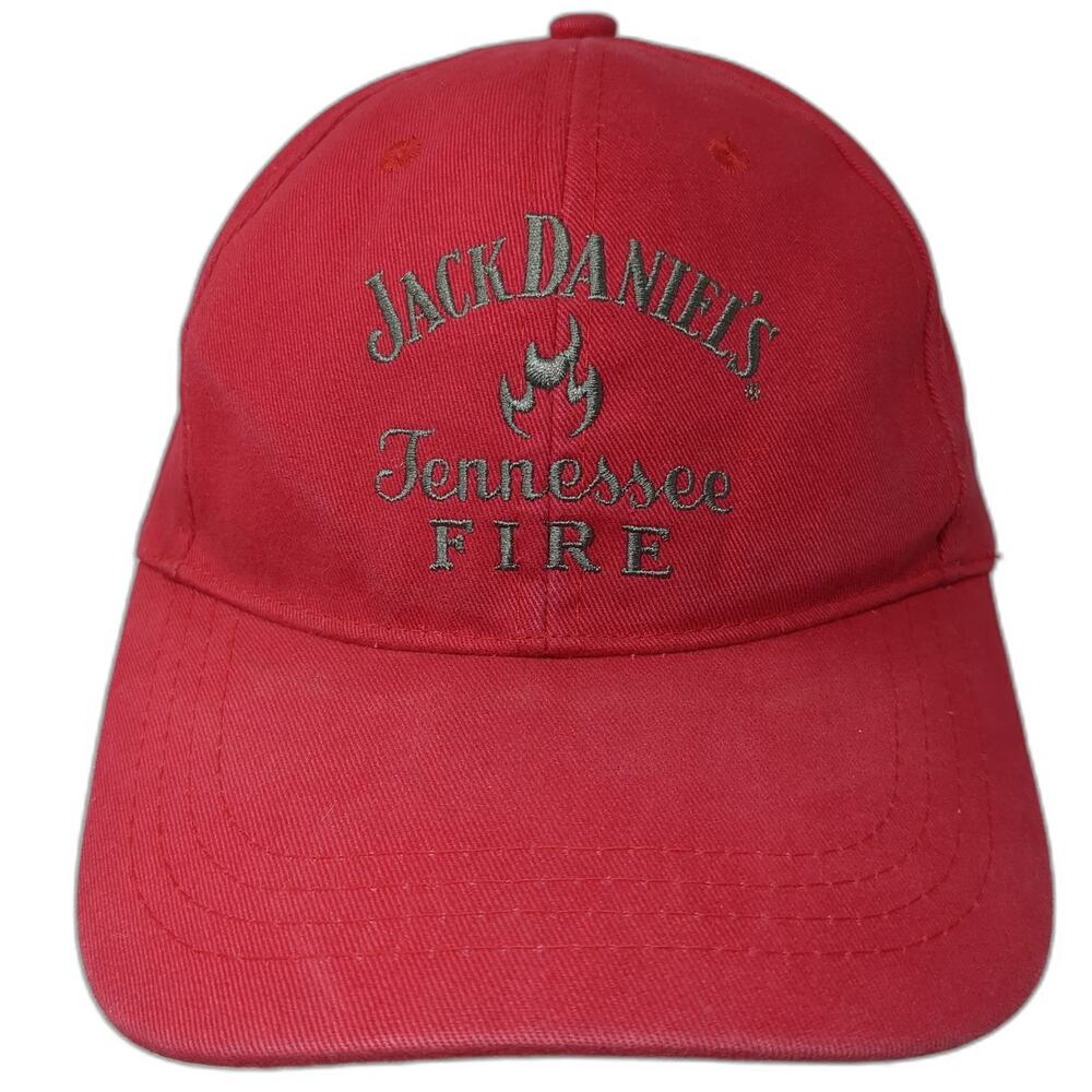 Jack Daniels Baseball Cap Red One Size Tennessee Fire Adjustable Slideback Hat